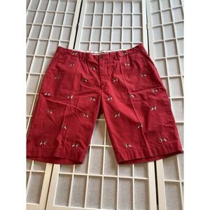 Polo Ralph Lauren Shorts Men's 40 Red  Dog Print Khaki Embroidered Cotton VTG